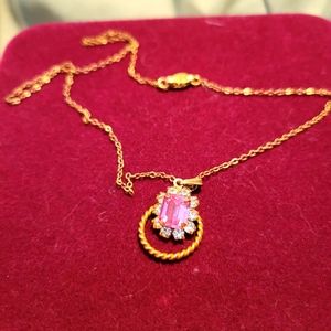 Vintage pink stone necklace